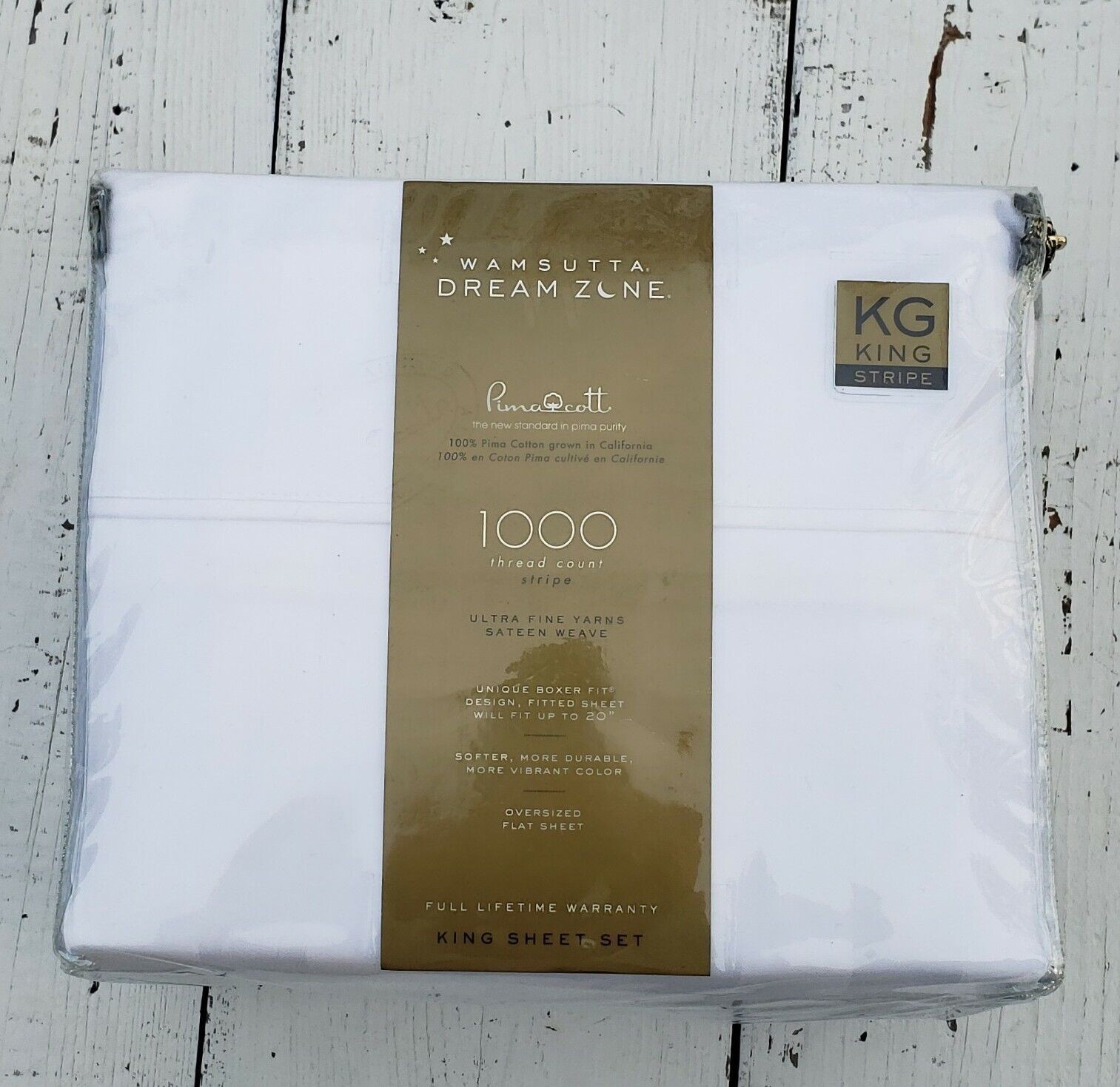 Wamsutta Dream Zone 1000-Thread-Count PimaCott 4PCs KING Sheet Set in White