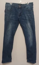 Cut & Sew Jeans Intelligence Men's Dark Blue Acid Wash Jeans Denim 36x32