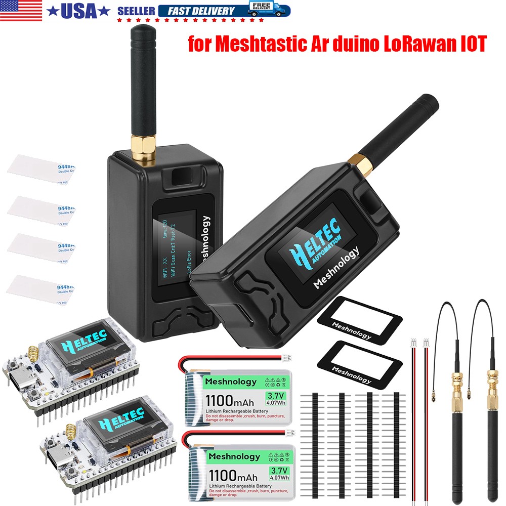 2 Sets 915MHz LoRa V3 ESP32 Board Heltec V3+ Antenna+Case+Battery for Meshtastic
