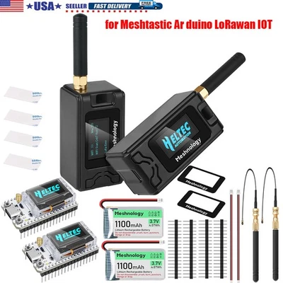 MAKERHAWK 2 Sets 915MHz LoRa V3 ESP32 Board Heltec V3+ Antenna+Case+Battery for Meshtastic