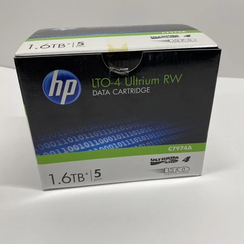 Pack of 5 HP LTO-4 Ultrium RW 1.6TB Data Cartridges New Sealed C7974A