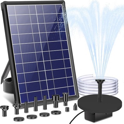 Biling 7.5W Teichpumpe Solar Brunnenpumpe mit Filter, 300 L/H Solarpumpe Garten