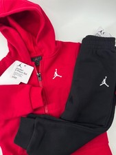 NWT NIKE AIR JORDAN 2 piece SET RED HOODIE  BLACK JOGGER SWEATPANTS 2T
