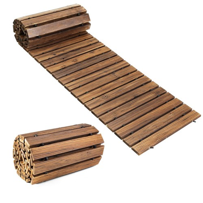 #ad 12FT Wooden Garden Pathway Outdoor Roll Out Decorative Garden Walkway Weath... $105.04