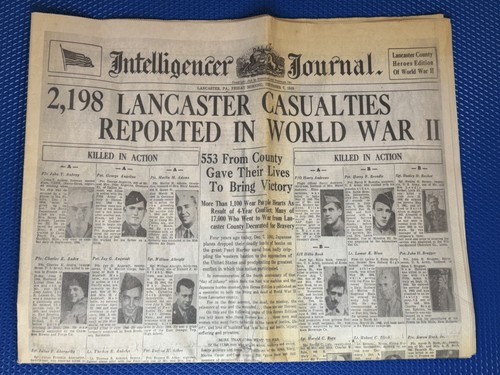 Original 1945 Intelligencer Journal Hero’s Edition WWII Casualties Lancaster, PA