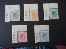 5 X Hong Kong 1938 Pre WII GVI values all with first prefix 'V' sheet no rare 