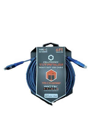 Heavy Duty Type C To Fast Charging USB Cable Celltronix Titanium. IPhone & iPad