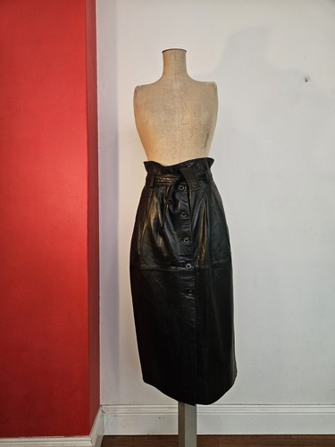 ZARA Buttersoft Lamb Leather Skirt Black with Belt & Pockets Size M