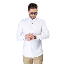 Tuxedo Dress Shirt Slim Fit Mens White Herringbone Textured French Cuff AZARMAN