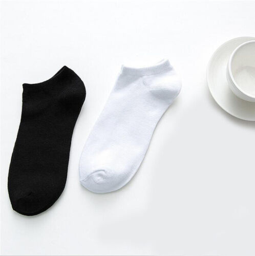 5 Pairs Low Cut Socks Cotton Soft Breathable Non-Slip Casual Ankle White Black - Picture 3 of 12