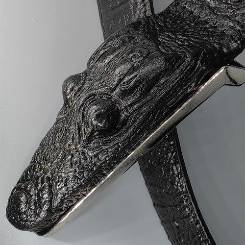 Meisterwerk Krokodil 3D Rindsleder Gürtel 35 mm Ledergürtel SCHWARZ Premium NEU - Bild 9 von 11