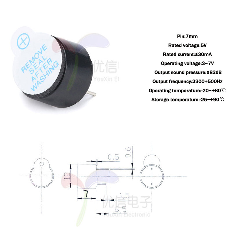 3V 5V 6V 12V Electromagnetic Active Buzzer Alarm Raspberry Pi PIC | eBay