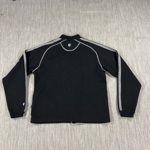 Kuhl Sweater Men’s M Black Marino Wool Gray Stripe Classic Fit Full Zip Up - Picture 11 of 12