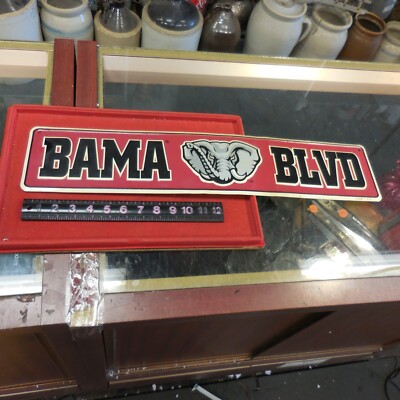 ALABAMA CRIMSON TIDE METAL STREET SIGN 24'' X 5'' BAMA BLVD GAME ROOM ROLL TIDE