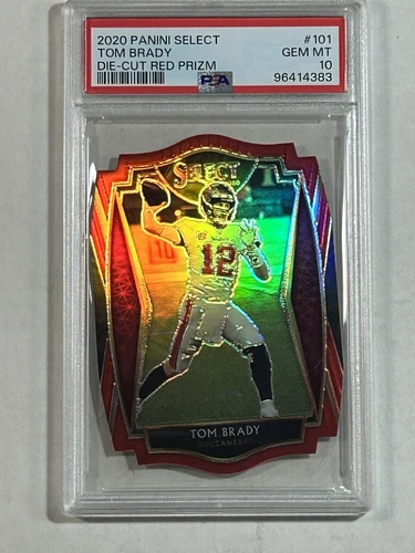Tom Brady 2020 Panini Select #101 Die-Cut Red Prizm PSA Gem Mint 10