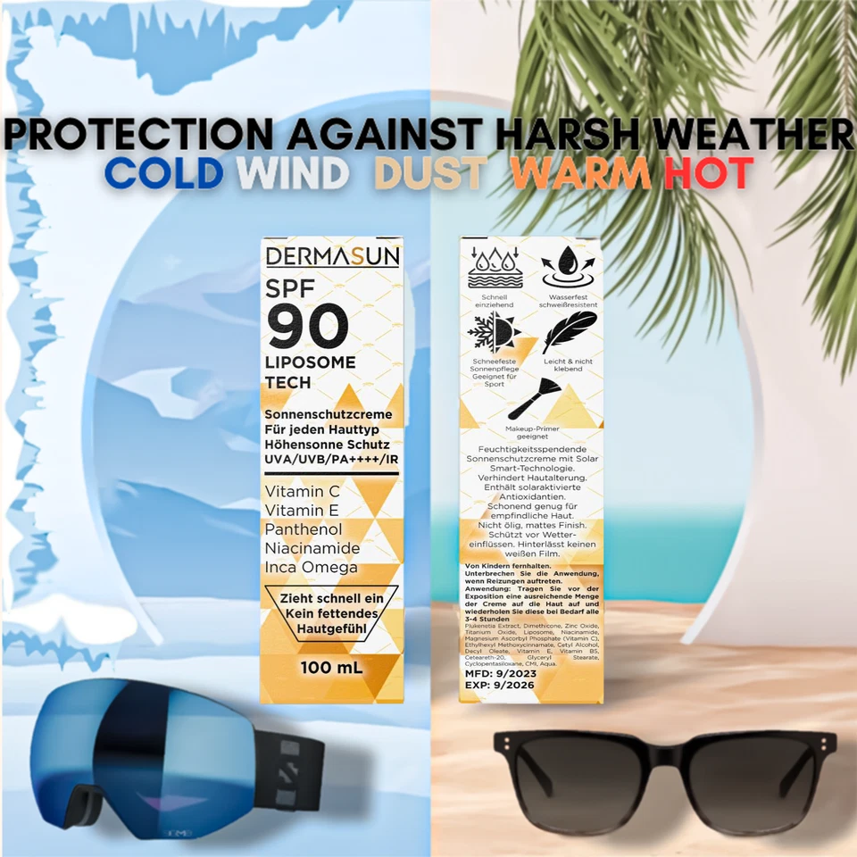 DermaSun® 100mL Sunscreen Face SPF 90 Vitamin C/E Anti Age Makeup Day Cream - Image 4 of 4