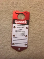 Brady Labeled Lockout Hasps, 0.3125 In Dia Shackle, 3W X 0.157D X 7.512H, Red