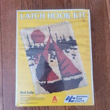 National Yarn Crafts Red Sails Latch Hook Kit R102 20"x27" 1980 New Old Stock