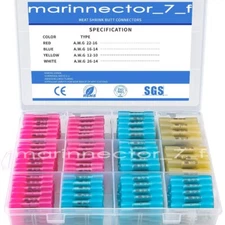 200P Electrical Heat Shrink Wire Butt Connectors Terminals Crimp Seal Waterproof