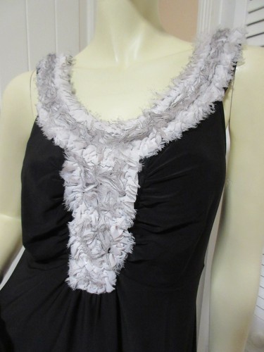 Vintage Y2K Another Thyme Black Sleeveless Dress White Rosette Trim Fairy Grunge - Picture 9 of 12