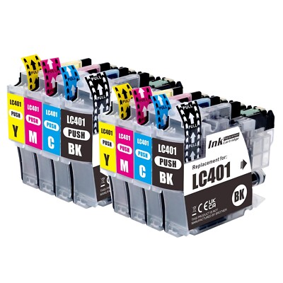 Ink Cartridges + chip fits Brother LC401 MFC-J1010DW MFC-J1012DW MFC-J1170DW