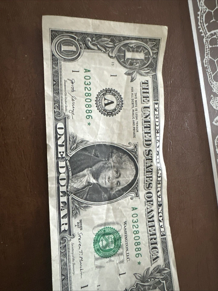 1 Dollar Bill Star Note 2017A Series A03280886*  - Image 2 of 4