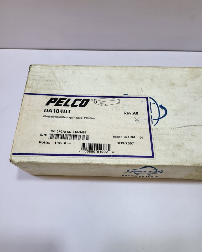 PELCO DA104DT VIDEO DISTRIBUTION AMPLIFIER(1 INPUT,4 OUTPUTS) 120VAC