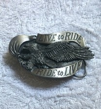 Live to Ride / Ride to Live Eagle Vintage Belt Buckle 1981 Bergamot Brass Works