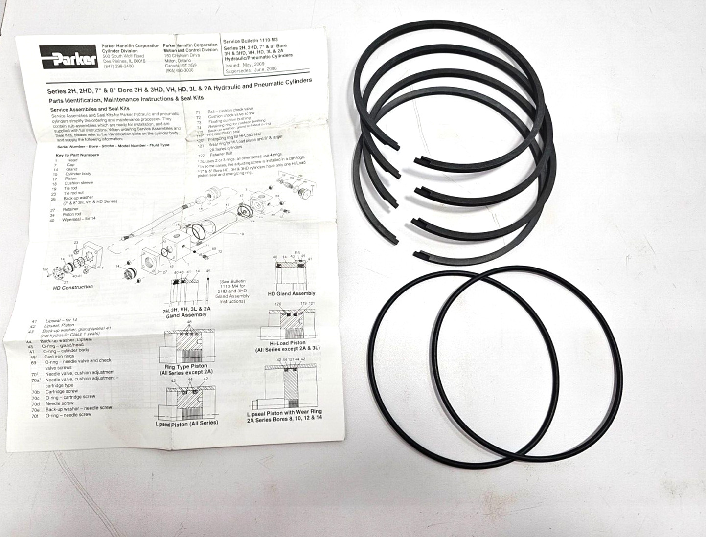 PR502H0001 PARKER PISTON RING KIT LOT OF 3