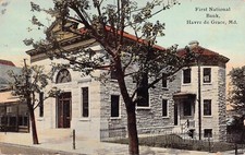 Havre de Grace MD Maryland First National Bank Main Street 1910s Vtg Postcard D3