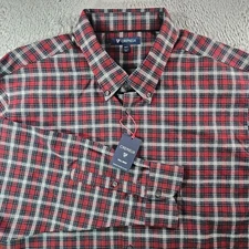 NWT Cremieux Flannel Shirt Men 4XT Red White Gray Black Plaid Button Up New