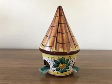 Italian Ceramic Ornament in Deruta Style Candle Holder 70s