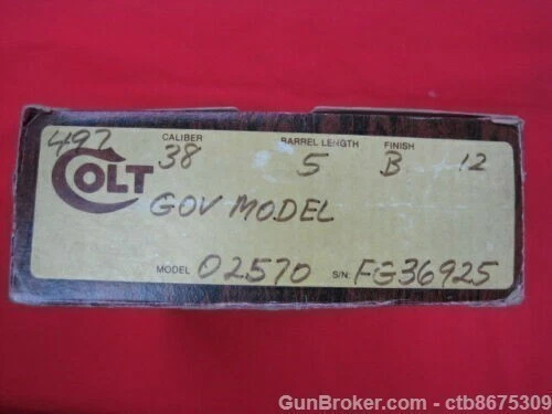 Colt Government Model .38 Super Box and Paperwork - Image 4 of 4