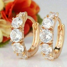 2Ct Round Cut Lab Created Diamond Huggie Hoop Earrings 14K Yellow Gold Plated