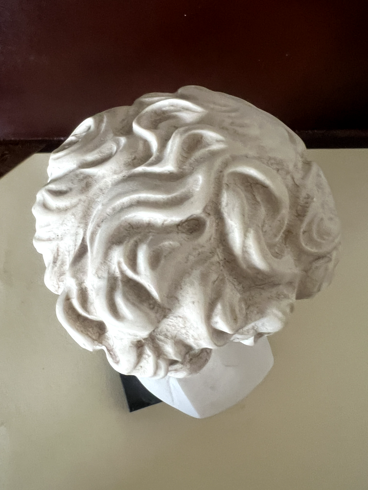 David Statue Sculpture Marble Base Signed BESSI Bookcase Bust L 10 H 22