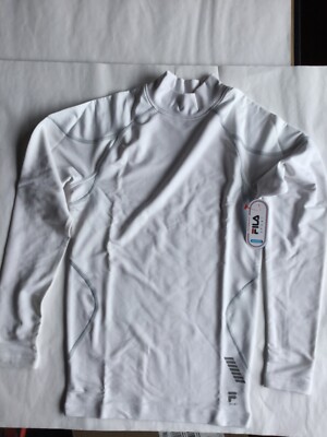 Fila Running Mock Turtle Neck White Fitted Long Sleeve New Tags Men Size Small