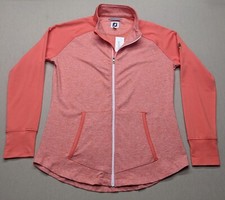 NWT Footjoy Golf Full Zip Mock Collar Jacket Women's Size Large Orange Army Navy