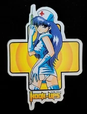 HOOK UPS STICKER VINTAGE "SEXY RAISED PANTY INJECTION"  3 1/4 X 4 1/2" GLOSSY 