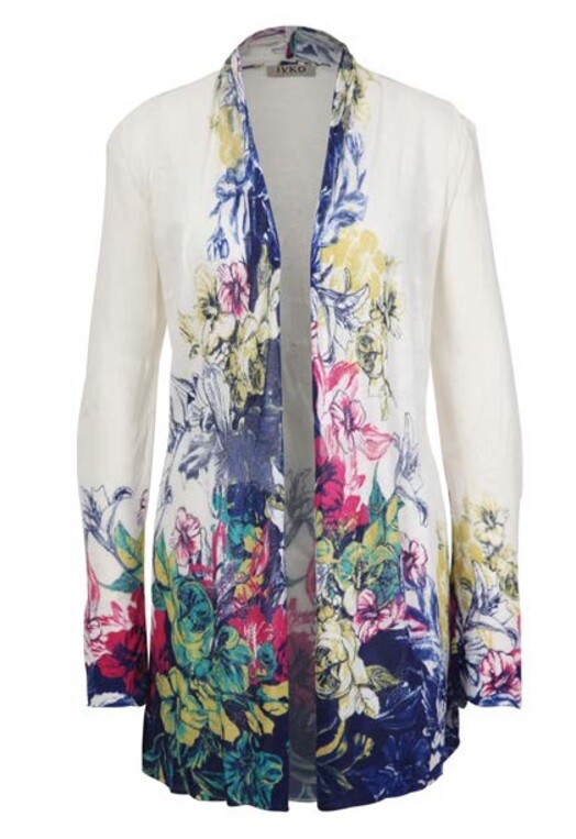 IVKO Mantel Jacke weiss white Long Cardigan Blumen geblümt 201220 eBay