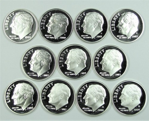 1992 - 1999, 2000 - 2009, 2010 - 2020 SILVER PROOF ROOSEVELT DIME RUN 29 COINS - Picture 2 of 3