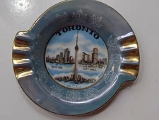 Vtg Ashtray Toronto Canada City Skyline Hall Tower Made in Japan