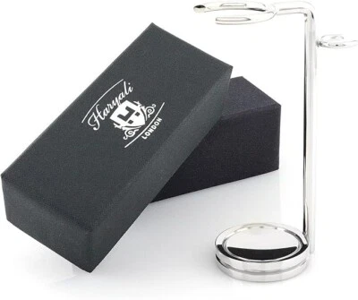 HARYALI LONDON Premium Quality Stainless Steel Shaving Brush Stand Holder for Razor & Brush UK