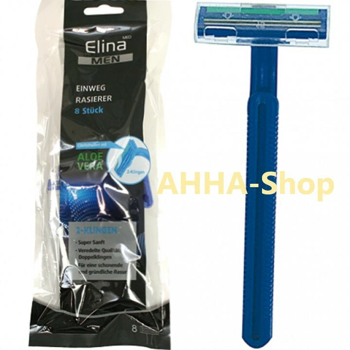 ELINA 8 Stück Einmal-Rasierer 2fach Klingen Einwegrasierer Einmalrasierer Herren