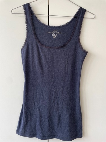 H&M L.O.G.G. Label of Graded Goods Blue Singlet with Lace Trim Size Small