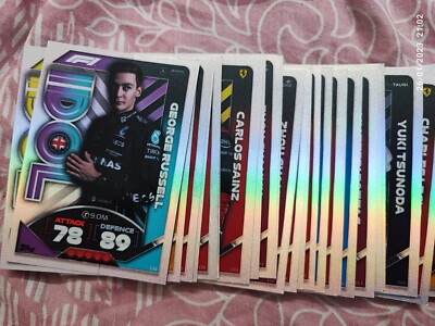 100 x 2022 TOPPS TURBO ATTAX F1 Idol rainbow foil card bulk lot max lewis random