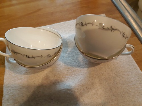 Royal Doulton platinum trimmed'Coronet' H.4947 4pc tea coffee mugs cups - Picture 2 of 7