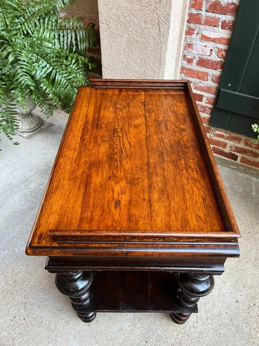 Antique English Hall Sofa Table Sideboard Carved Oak Bobbin Leg c1910 - Picture 15 of 20