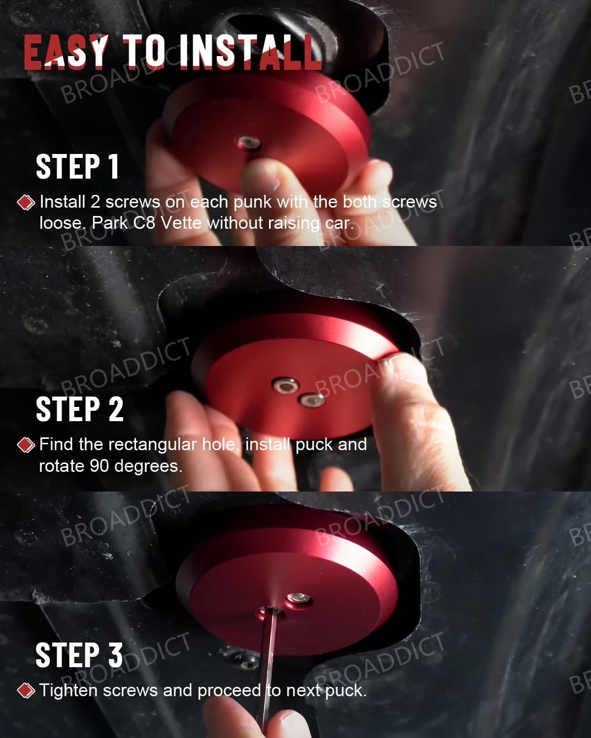 For Corvette C5 C6 C7 C8 Z06 ZR1 Red Leave In Lift Jack Pads Jacking Pucks USA - Foto 13