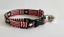 PATRIOTIC FLAG AMERICANA PRINT ADJUSTABLE BREAKAWAY CAT COLLAR