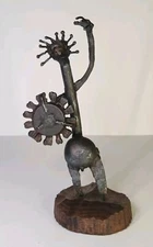 Iron MCM Brutalist Sculpture 1969 Abstract Figure Nude Male Signed Warrior 9"